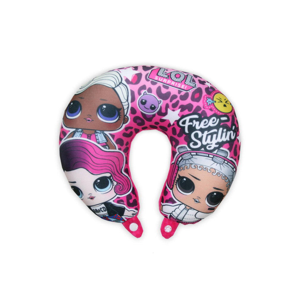 LOL Baba utazópárna kislányoknak - nyakpárna - LOL Surprise Free Styling felirattal - pink-0