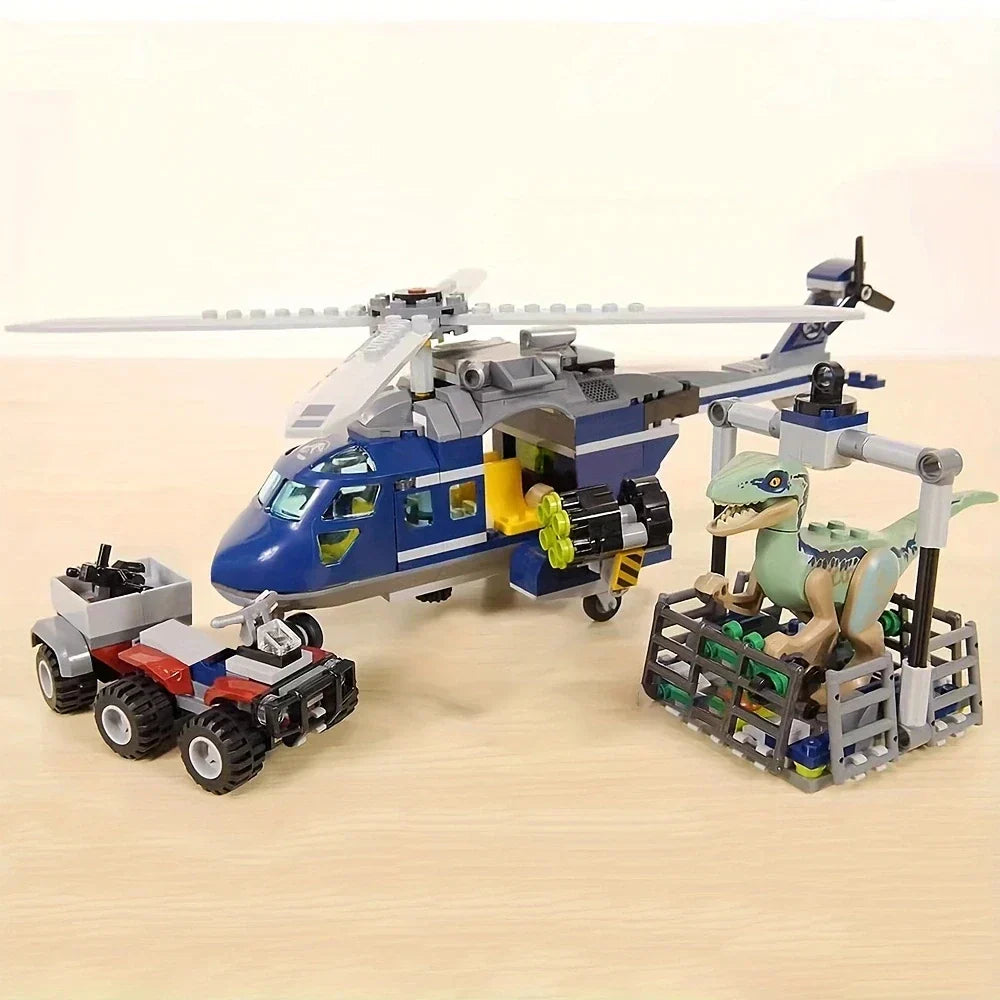 397pcs Dinosaur World Helicopter Tracking Dinosaurs